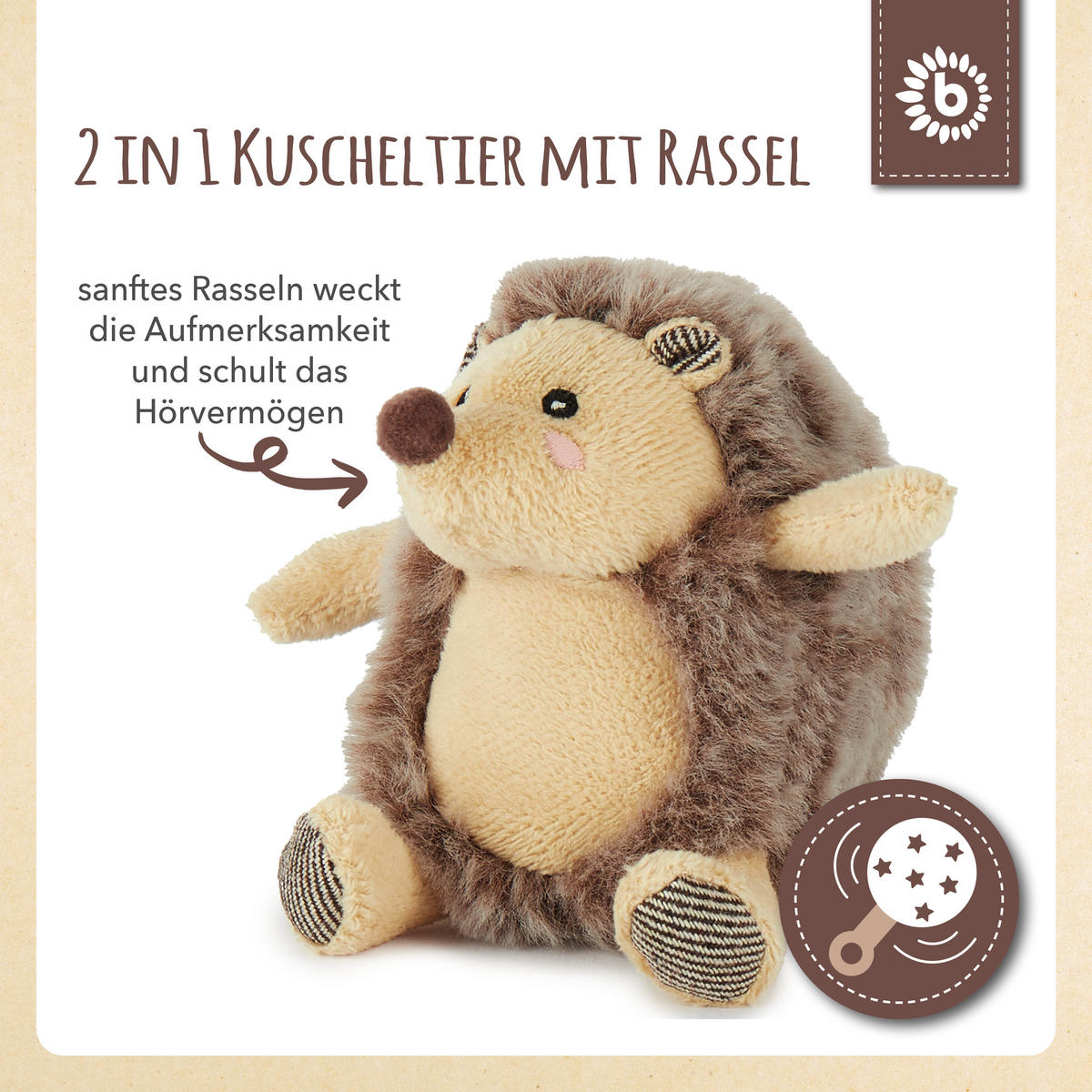 RASSEL Plüsch Igel Spieltier - ab Ge - Braun, Textil (8/12cm) - Bieco Spielwaren