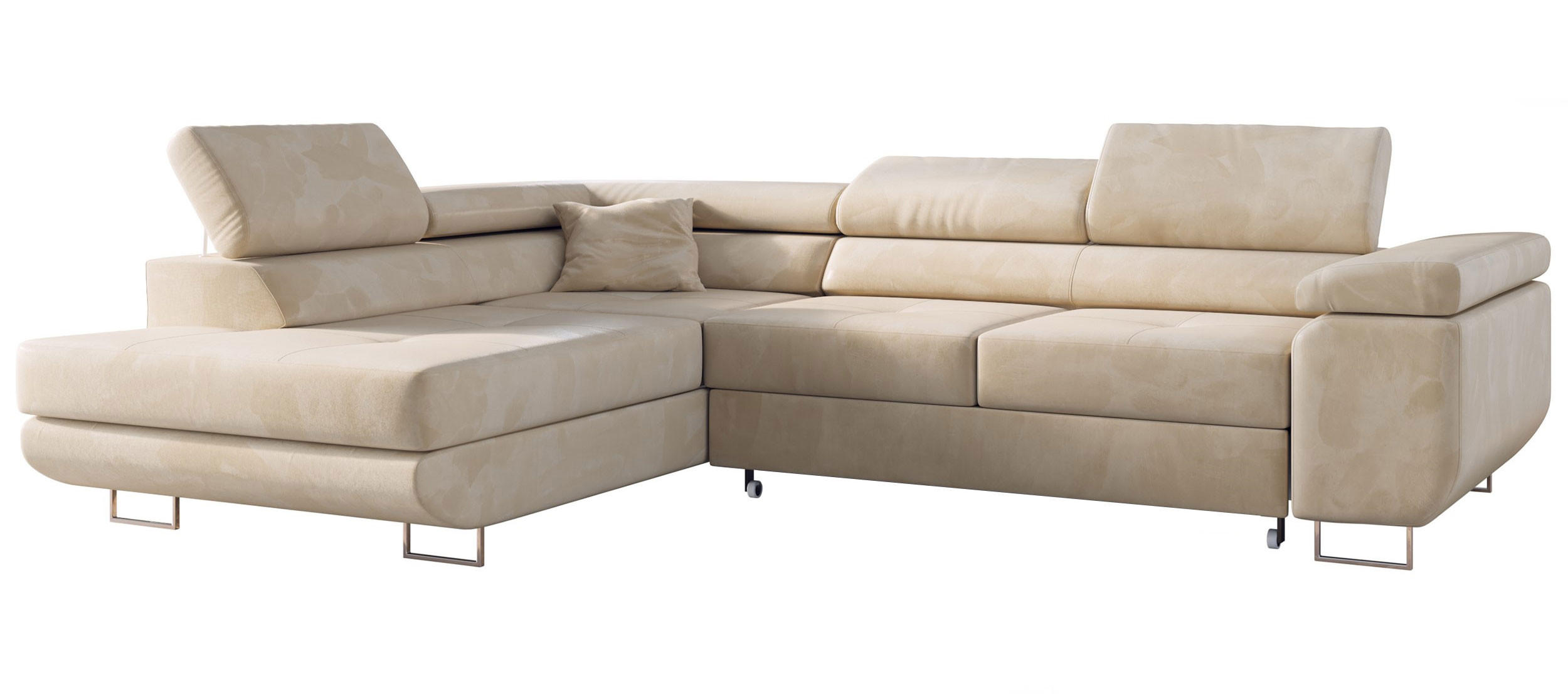 ECKSOFA GUSTAW L Beige Velvet Links Seite - Beige/Silberfarben, Textil/Metall (205/275cm) - MKS