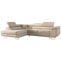 ECKSOFA GUSTAW L Beige Velvet Links Seite - Beige/Silberfarben, Textil/Metall (205/275cm) - MKS
