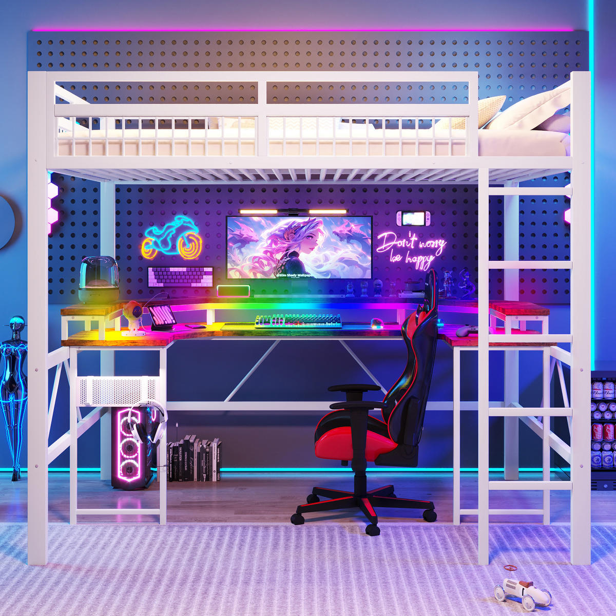 HOCHBETT Eisen 140/200 cm Weiß - Weiß, Metall - Raumix