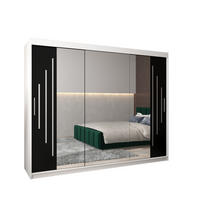 SCHWEBETÜRENSCHRANK 200/250/62 3-türig - Silberfarben/Schwarz, Holz/Kunststoff (250/200/62cm) - Abiks Möbel