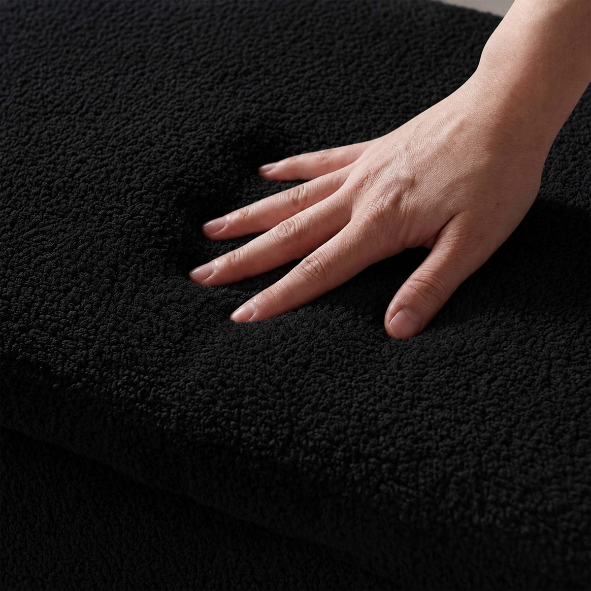 LAVICE Černá s úložným prostorem teddy čalounění 76 cm - černá, kompozitní dřevo/textil (76/38/38cm) - Relaxdays