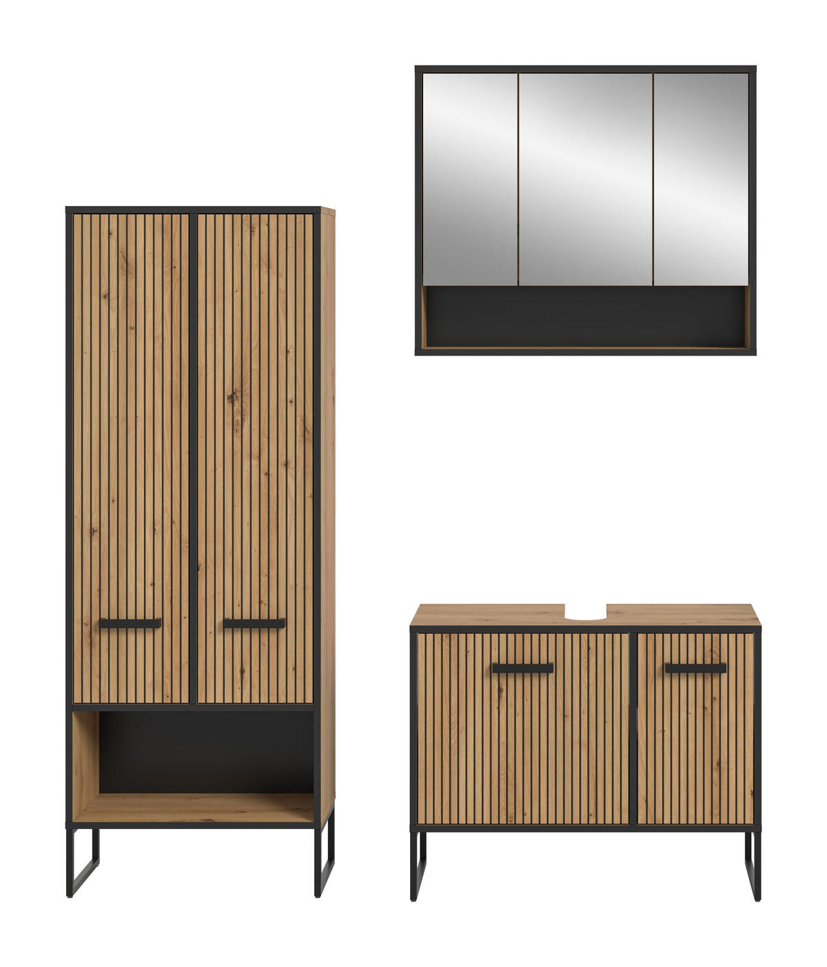 BAD-SET BAGNO 3-tlg. (B/H/T: ca. 154/192/36 cm) in Artisan Oak Nachbildung/Artisan Oak Nachbildung - Eiche Artisan, Holzwerkstoff (154/192/36cm)