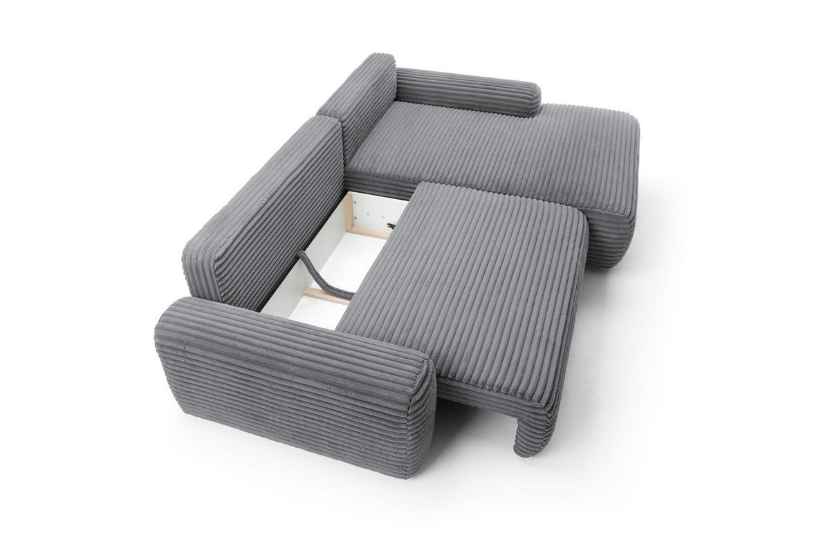 ECKSOFA Cordina Anthrazit, mit Schlaffunktion und Bettzeugbehälter, rechte seite - Anthrazit, Holzwerkstoff (264/162cm) - Bettso