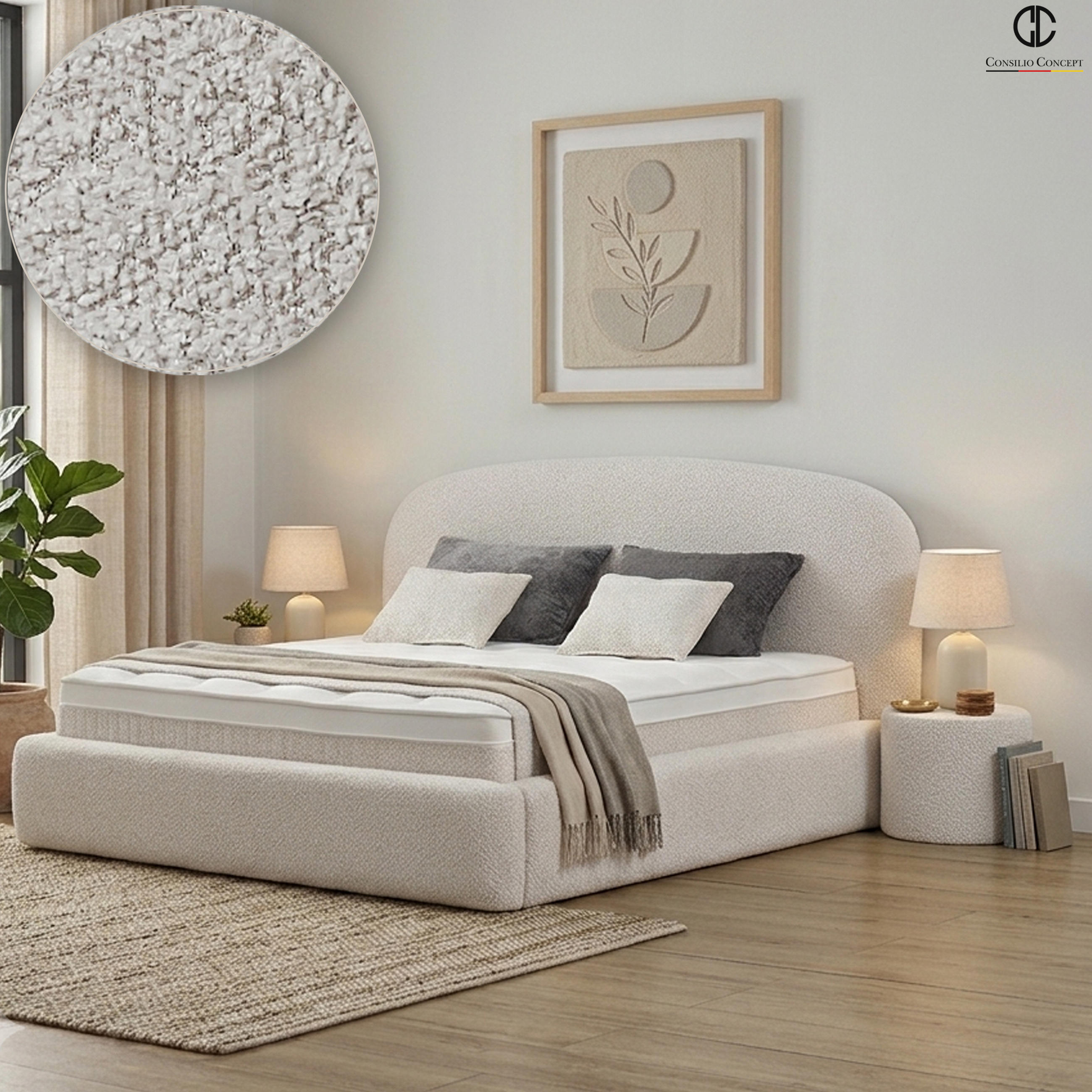 BOXSPRINGBETT MIT BETTKASTEN EVORA 180/200 cm, Ivory, Bettkasten, Matratze, Topper integriert, H3 mittel - Creme/Schwarz, Holz/Kunststoff (180/200cm) - Consilio Concept