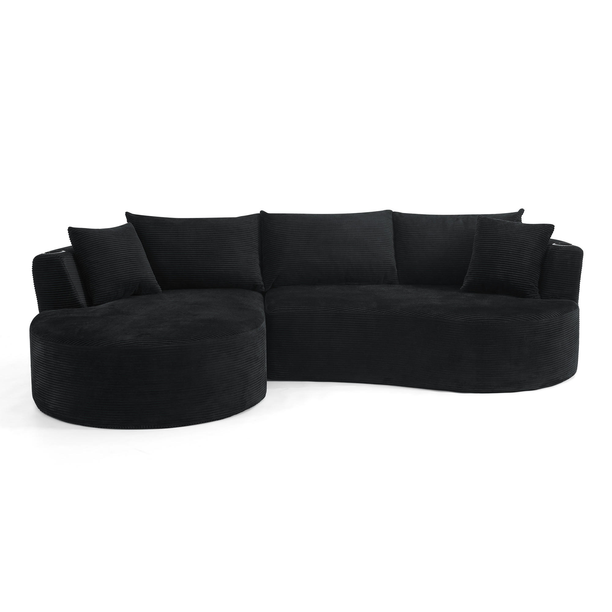 ECKSOFA 264/168/76 cm Schwarz mit Getränkehalter (Linke Seite) - Schwarz, Textil (264/168cm) - Oxeza