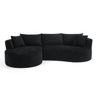 ECKSOFA 264/168/76 cm Schwarz mit Getränkehalter (Linke Seite) - Schwarz, Textil (264/168cm) - Oxeza