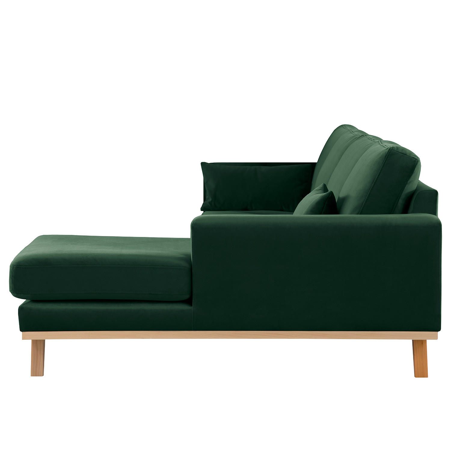 ECKSOFA mit Longchair - Buchefarben/Grün, Textil (281/153cm) - home24
