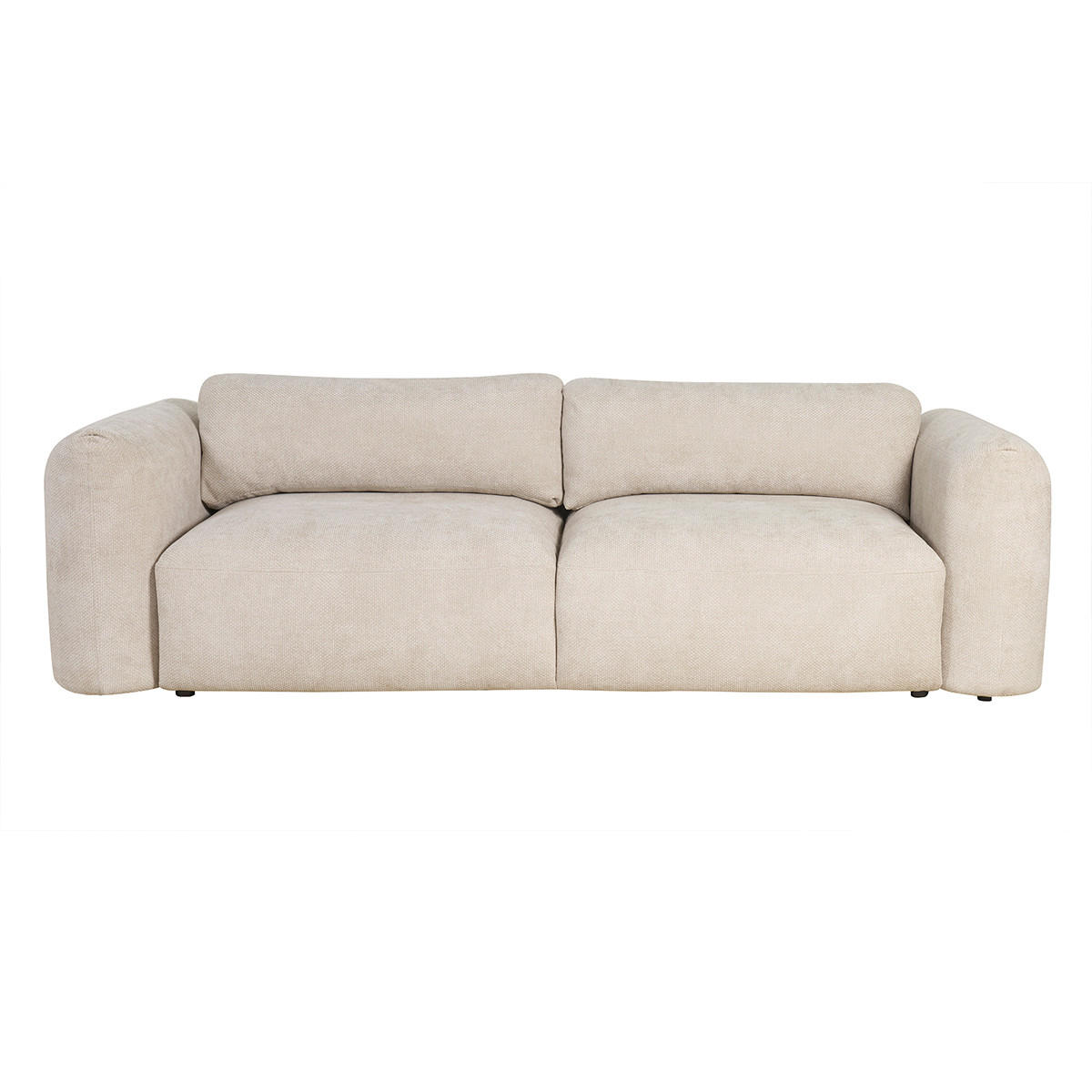 SCHLAFSOFA Beiger Chenille-Veloursstoff 4-Sitzer CRUSH - Beige, Kunststoff (115/80/270cm) - Miliboo