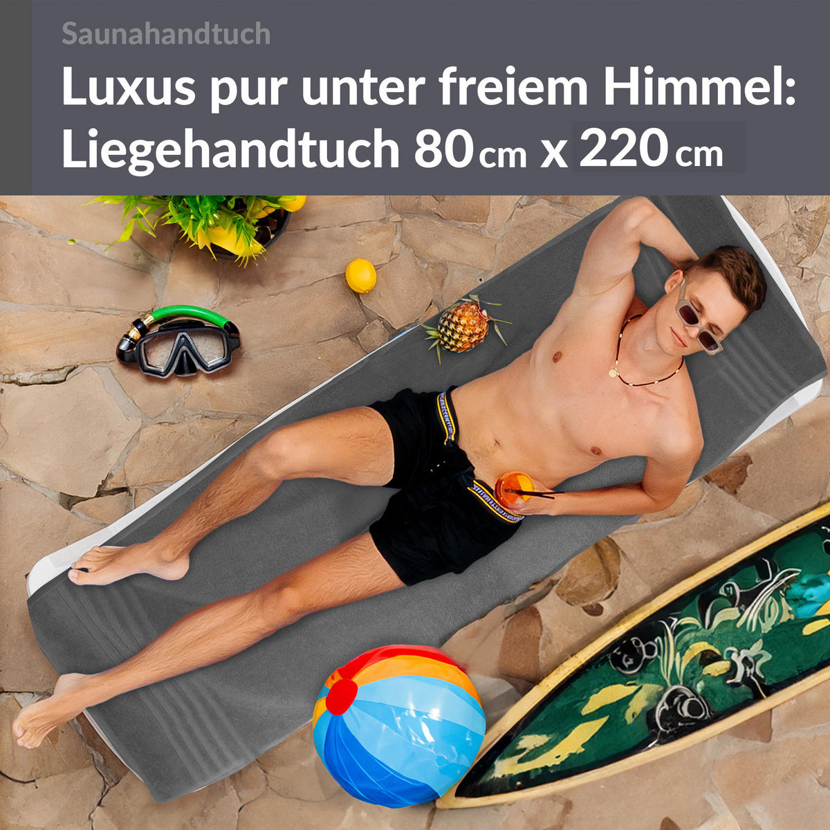 SAUNATUCH London Anthrazit Grau 80x220 cm - Anthrazit, Textil (80/220cm) - Lashuma
