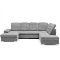 ECKSOFA U-Form OLIVIA U Rechts mit Schlaffunktion 124x257 Velours Hellgrau - Silberfarben/Hellgrau, Holz/Kunststoff (202/103/320cm) - Muffo