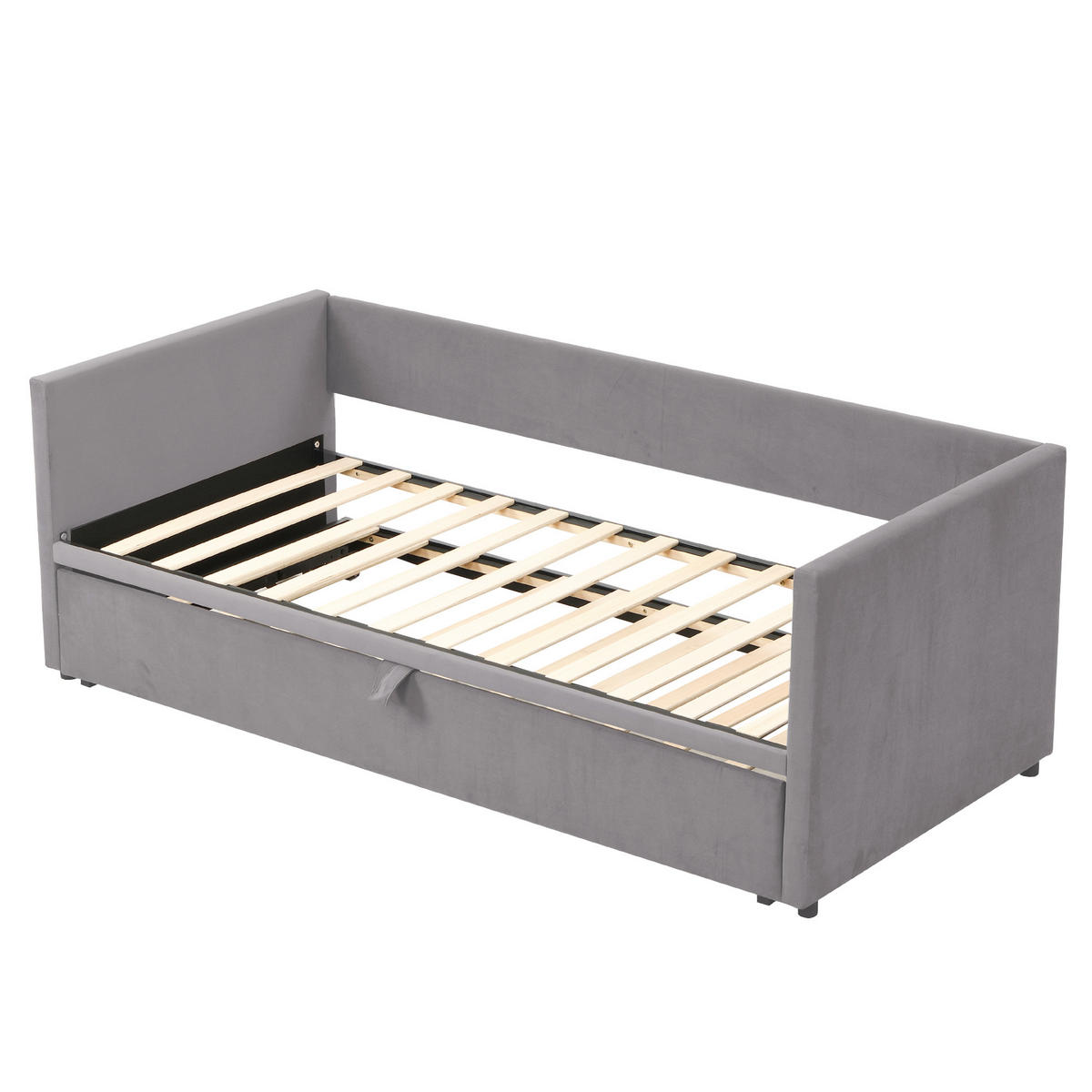 SCHLAFSOFA ausziehbar 90x200/180x200 cm Grau mit Lattenrost - Grau, Metall (90/200cm) - Meubliv