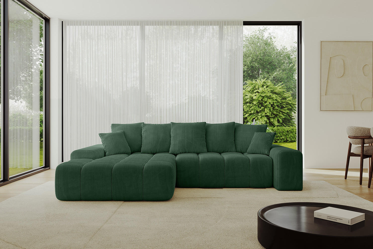 ECKSOFA Ottomane Links ENSI-L - 267x164x88 cm Grün - Grün, Holzwerkstoff/Kunststoff (267/164cm) - ALTDECOR