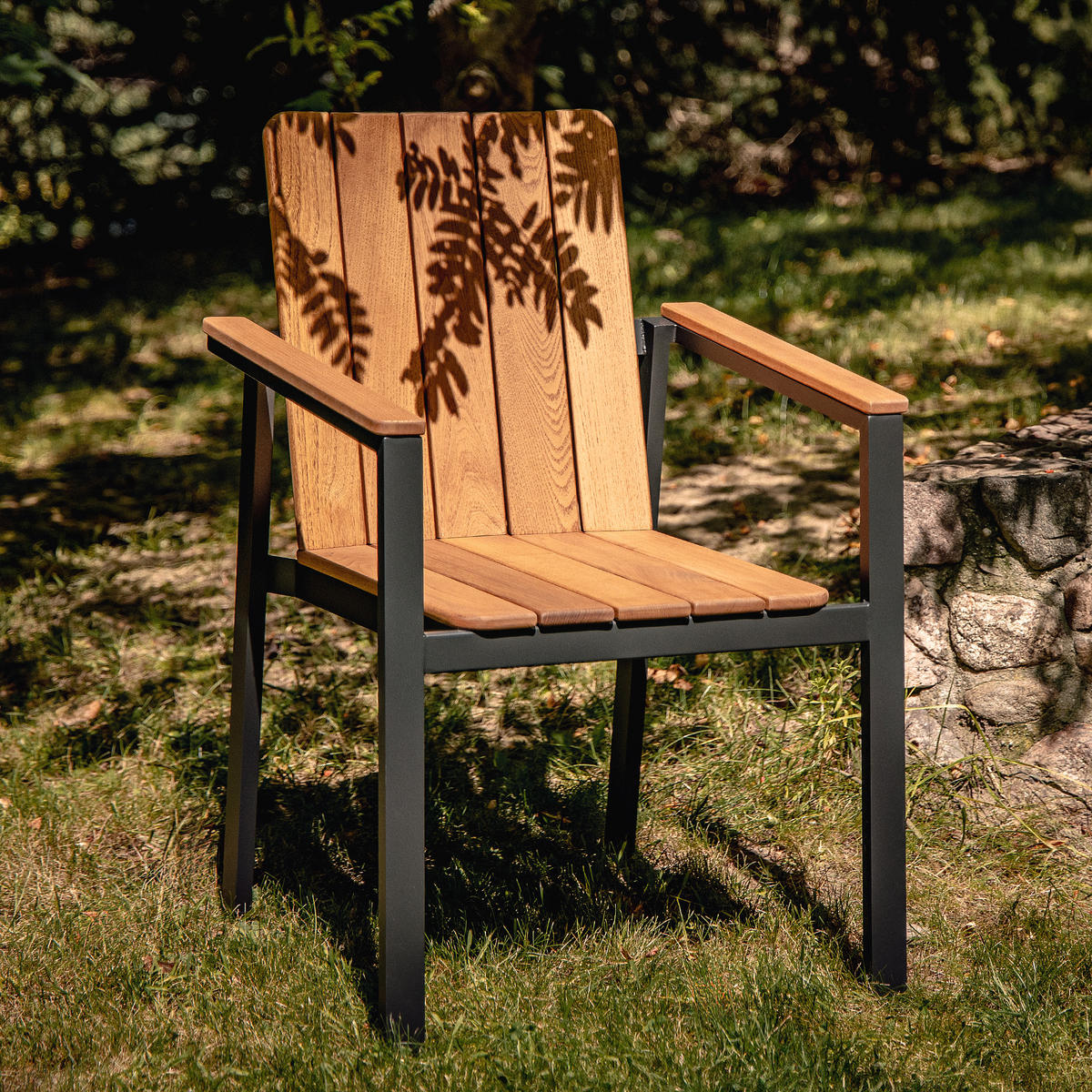 GARTENSTUHL LENTI - Anthrazit/Braun, Holz (59/87/60cm) - KONSIMO®