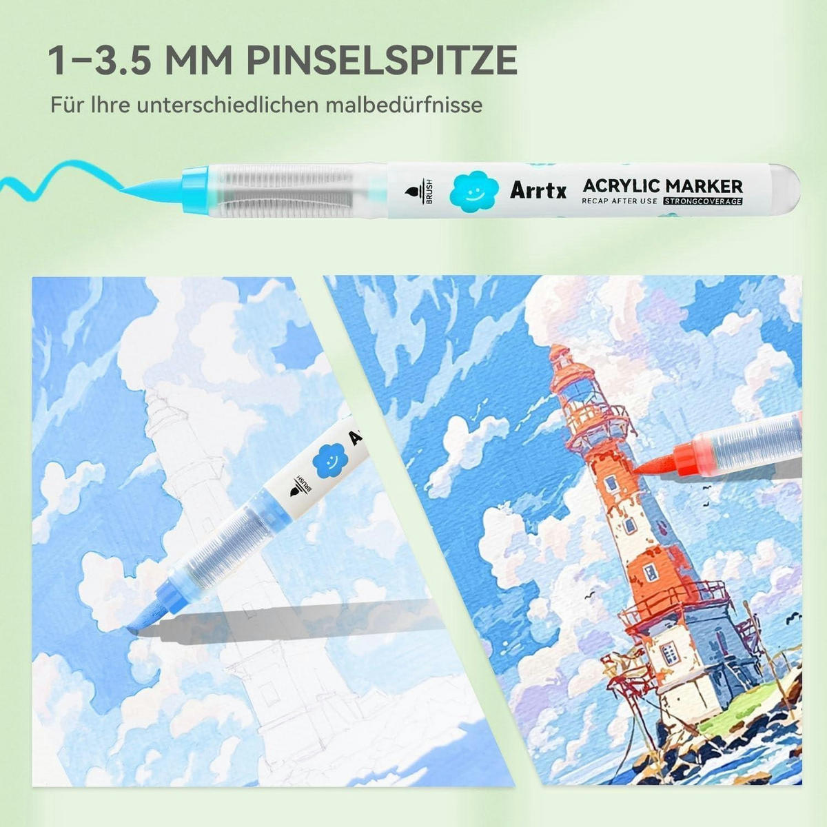 ACRYLMALSTIFTE Set 36 Farben Pinselspitze wasserfest - Multicolor, Kunststoff (9.7/22.8/15cm)