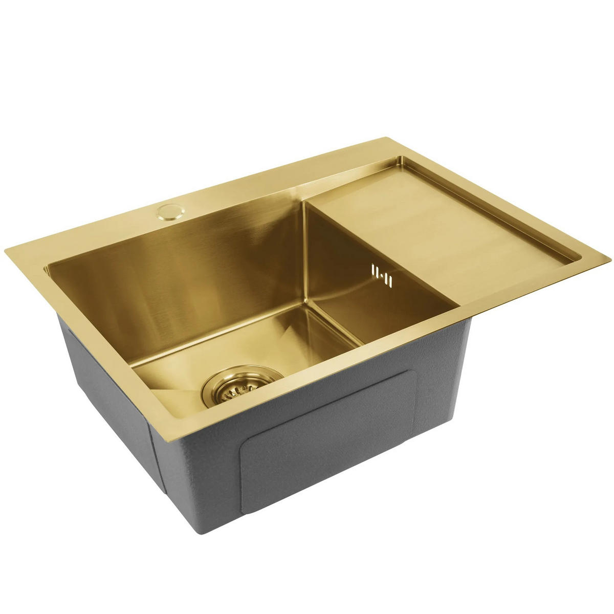 EDELSTAHLSPÜLE Rea Fin Brush Gold ohne Küchenarmatur - Goldfarben, Metall (48/19/62cm) - REA