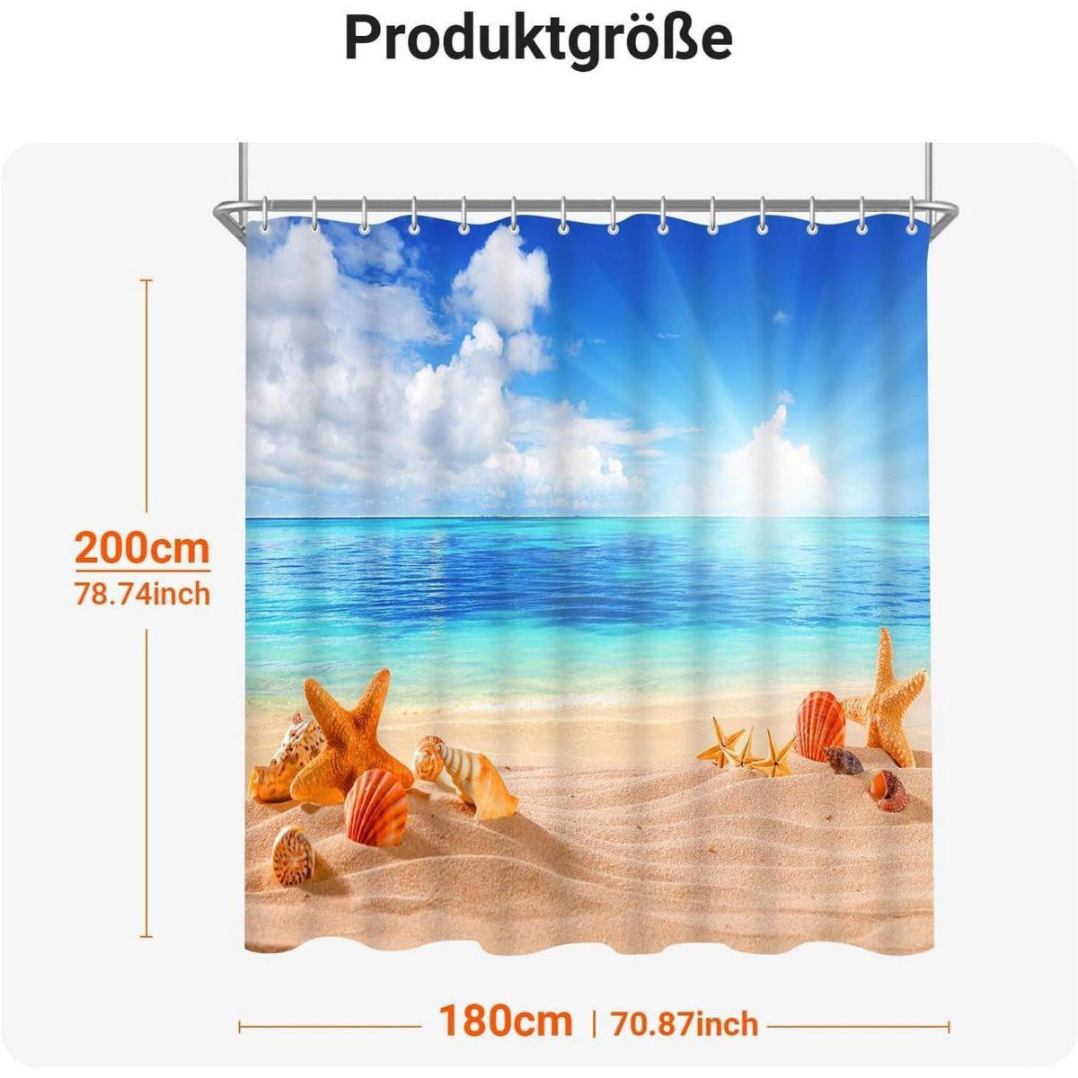 DUSCHVORHANG 180 x 200 cm Sea Blue Textil Wasserabweisend Waschbar - Multicolor, Textil (180/200cm)