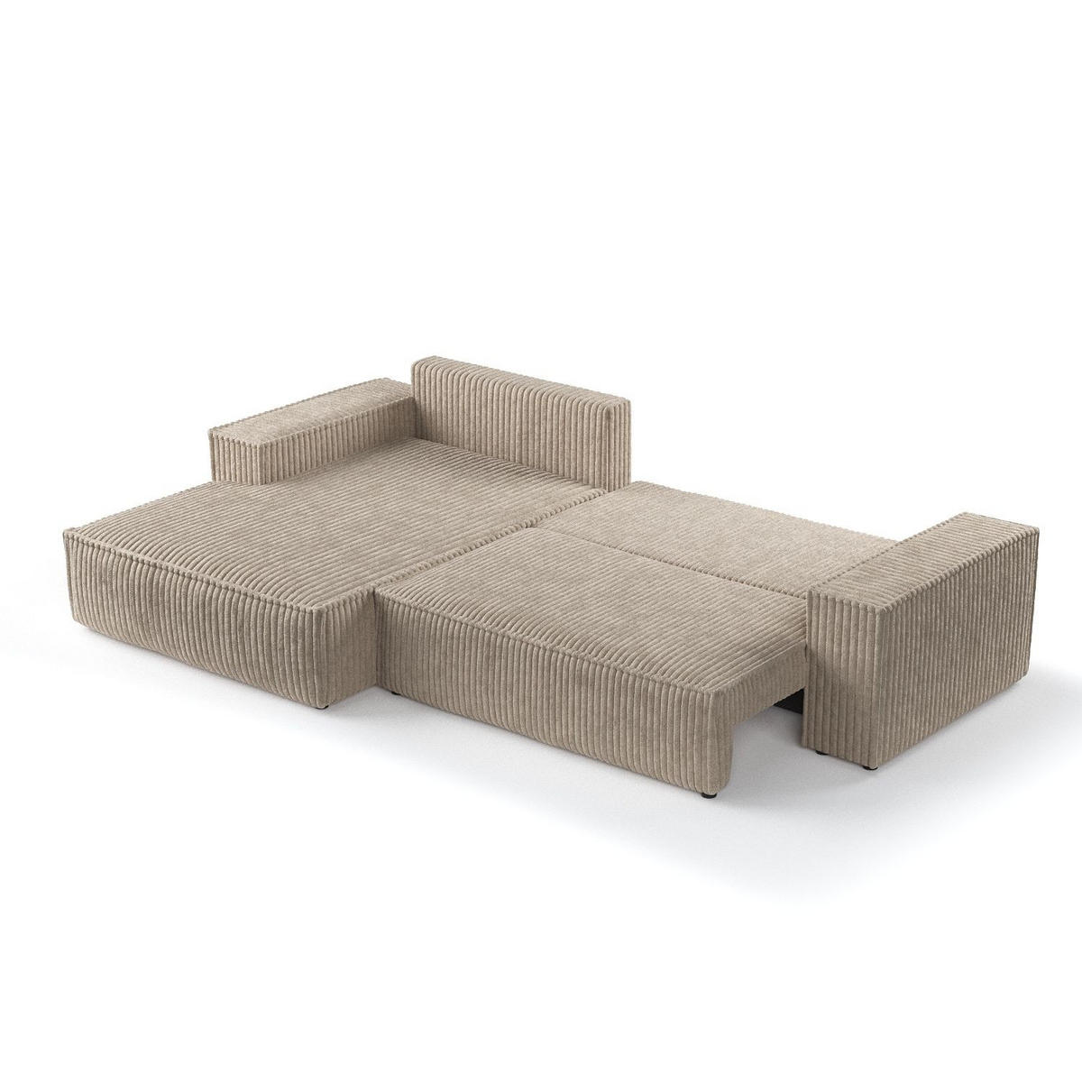 ECKSOFA Maze Hellbraun Plüsch - Links Seite - Schwarz/Cappuccino, Holz/Holzwerkstoff (185/294cm) - Maison de Reve