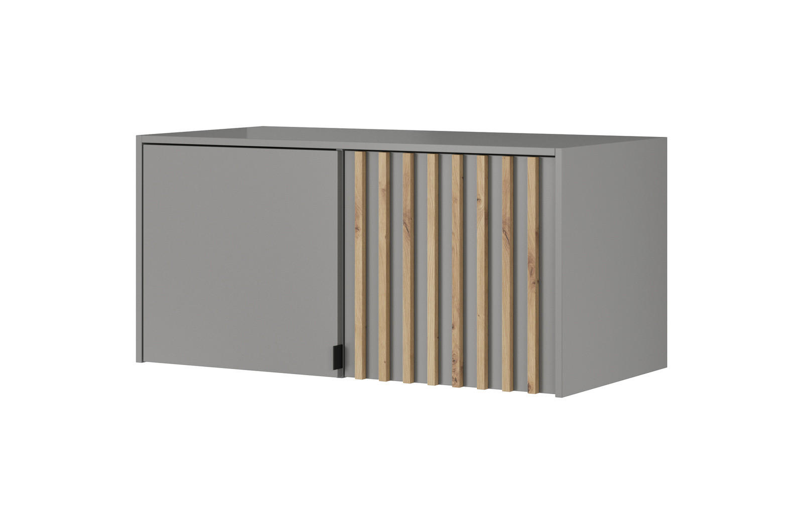 SCHRANKAUFSATZ STILO 2D 105 cm (Grau, Lamellen Artisan Eiche, 2 Türen, Metallgriffe) - Schwarz/Grau, Holz/Holzwerkstoff (105/50/51cm) - Ravio