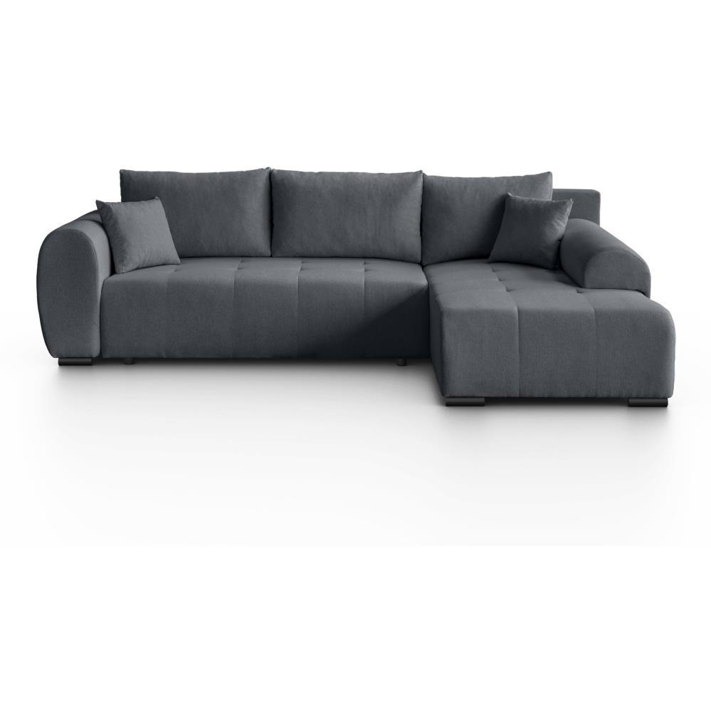 ECKSCHLAFSOFA Diana mt Bettkasten dunkelgrau rechts - Dunkelgrau/Schwarz, Textil (255/175cm) - Beautysofa
