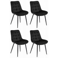 ESSZIMMERSTUHL 4-er Set BERA schwarzer Sitz, schwarze Beine - Schwarz, Textil (54/88/60cm) - Valora