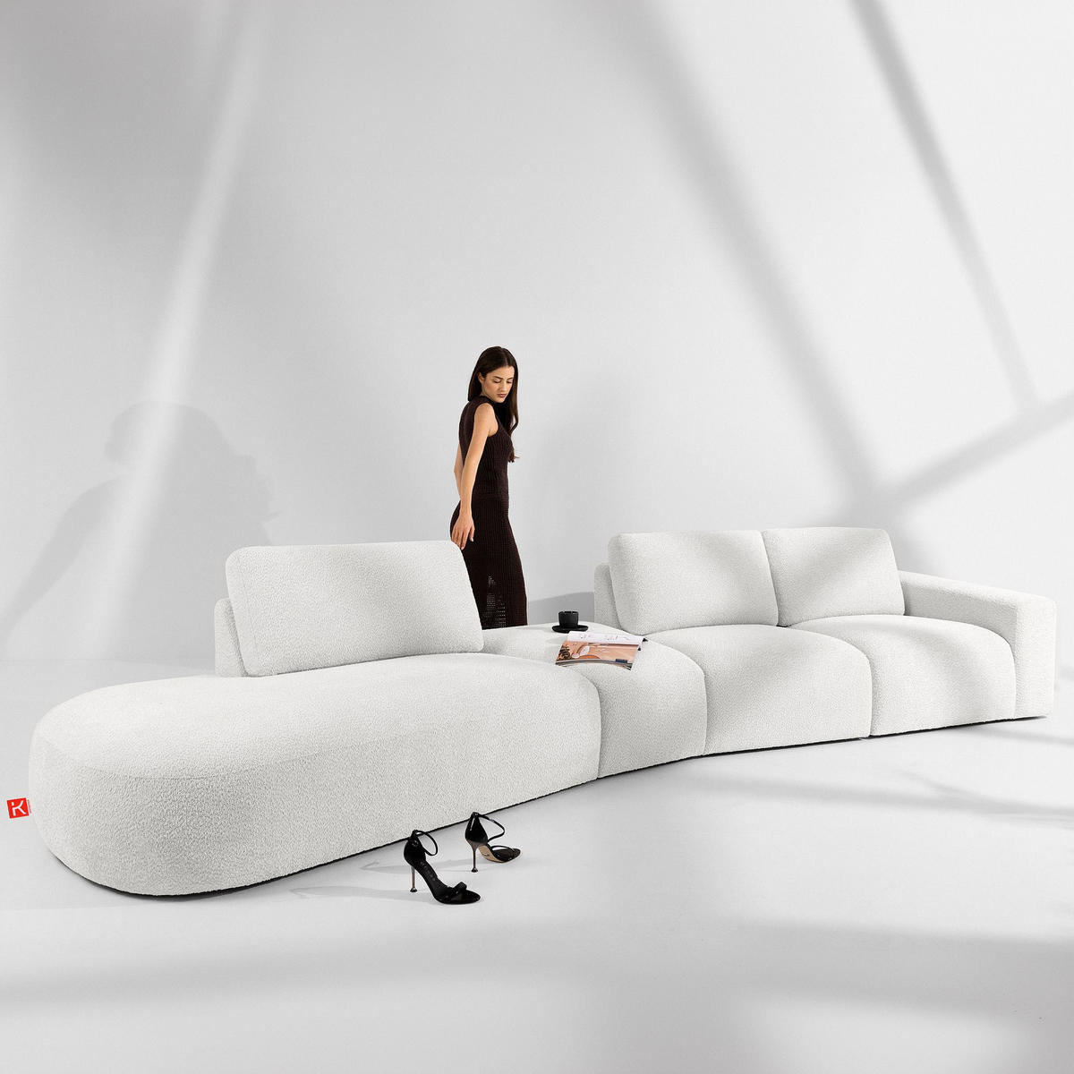 5-SITZER ECKSOFA ZUCCO Boucle links, Ecru - Ecru, Textil (430/84/105cm) - KONSIMO®