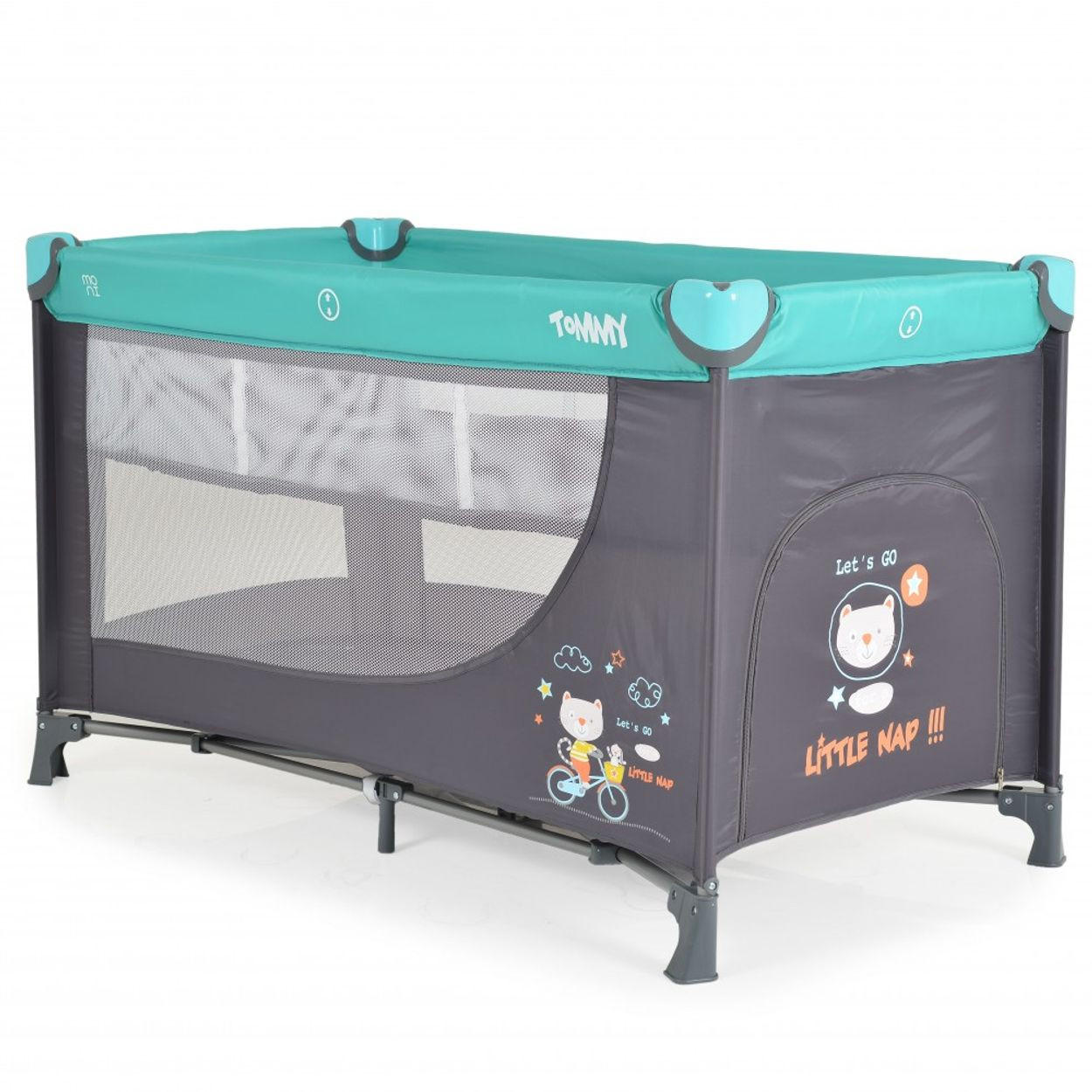 REISEBETT Tommy, 2 Ebenen türkis Faltmatratze Seiteneingang Tragetasche Laufstall - Blau, Kunststoff (60/120cm) - Moni