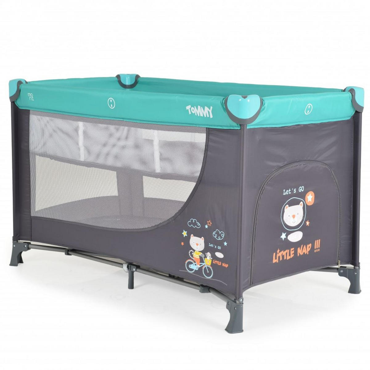 REISEBETT Tommy, 2 Ebenen türkis Faltmatratze Seiteneingang Tragetasche Laufstall - Blau, Kunststoff (60/120cm) - Moni