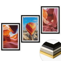 WANDBILDER 3er-Set - 40x60 cm Schwarzer Rahmen - Wüstenschluchten aus der Ballonfahrt - Schwarz, Kunststoff (40/60cm) - ArtPrintCave