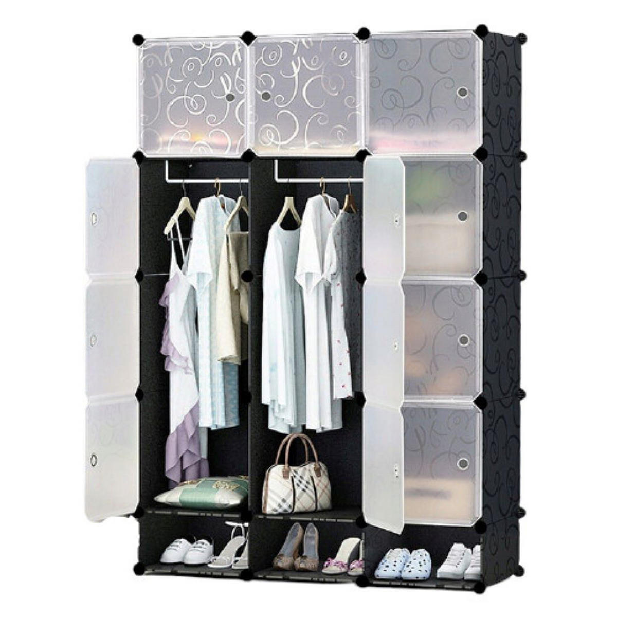 SCHRANK, schwarz 110/36/165 cm - Schwarz, Kunststoff (110/165/36cm)