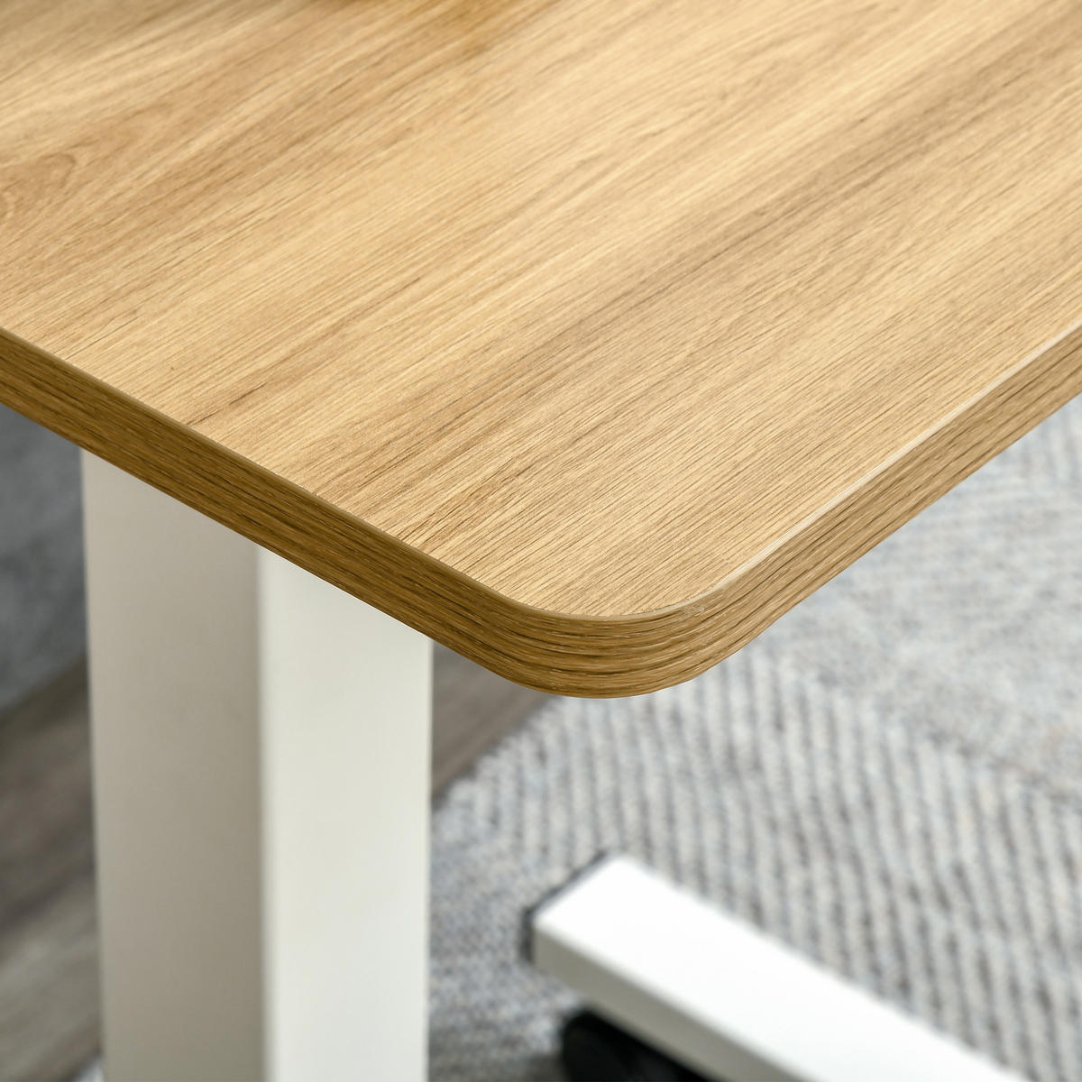 SCHREIBTISCH Laptoptisch mit Gaslift Höhenverstellbar C-Form Beweglich bis 70kg - Naturfarben, Kunststoff (65/48/110cm) - HOMCOM