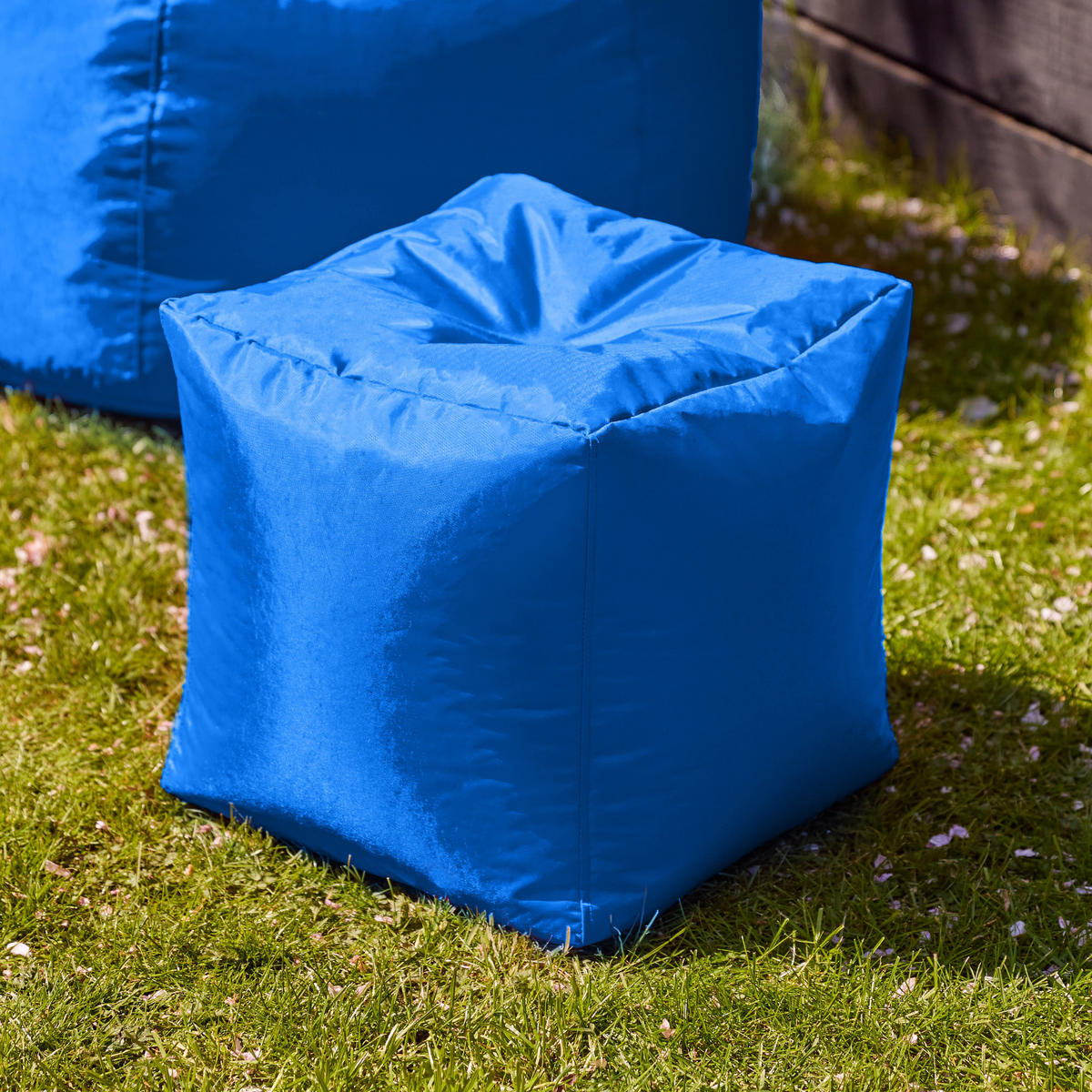 SITZPOUF Outdoor Würfel - Blau, Kunststoff (38/38/38cm) - Veeva