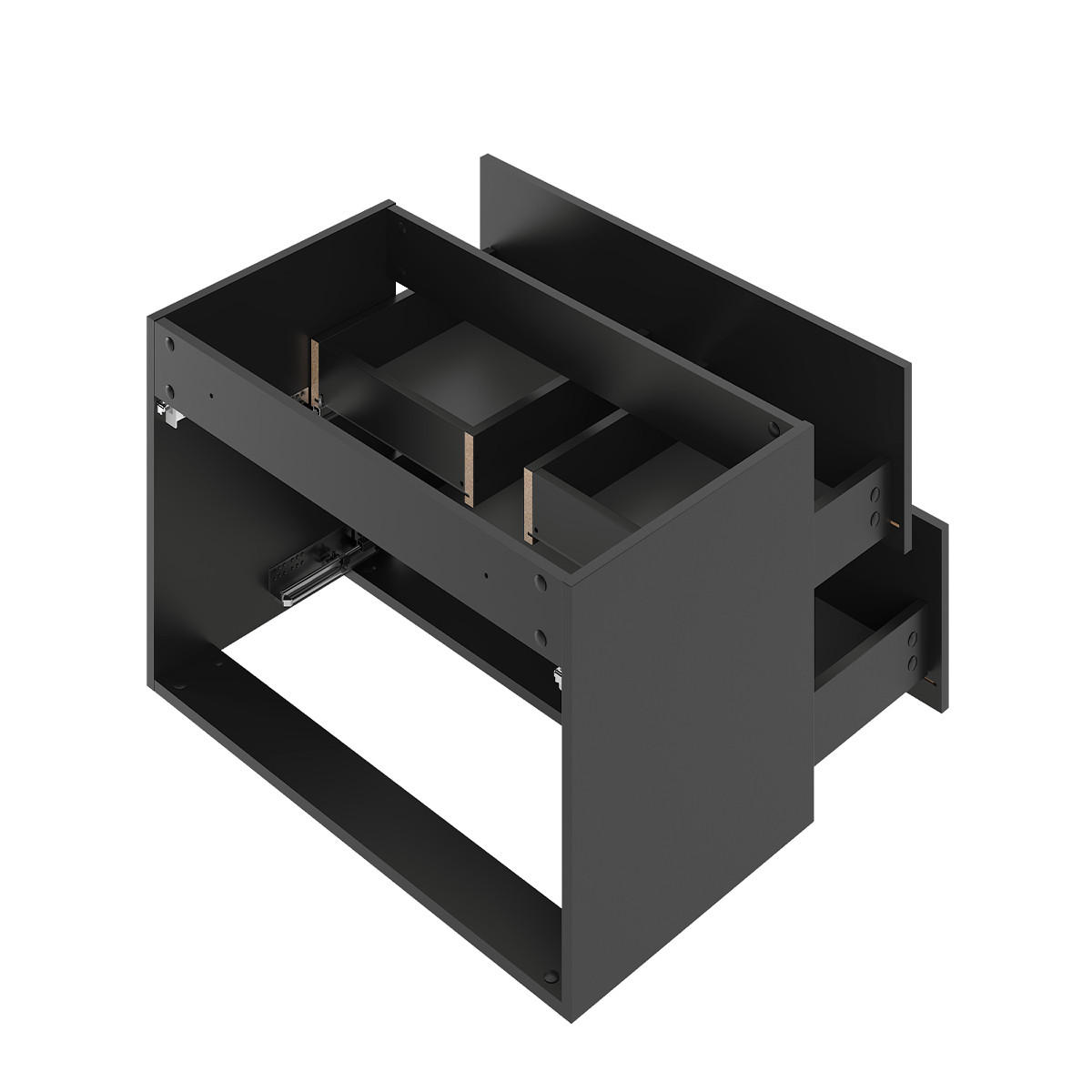 BADMÖBEL Lexa 2er-Set Schwarz - Schwarz, Holzwerkstoff (80.6/52.2/46.5cm) - Petits-meubles