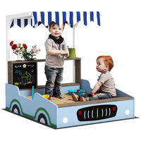 SANDKASTEN mit Dach, 90 x 108 cm Sandkiste aus Holz Sandbox mit Sitzbank Blau - Blau, Holz (108/90/104cm) - AIYAPLAY