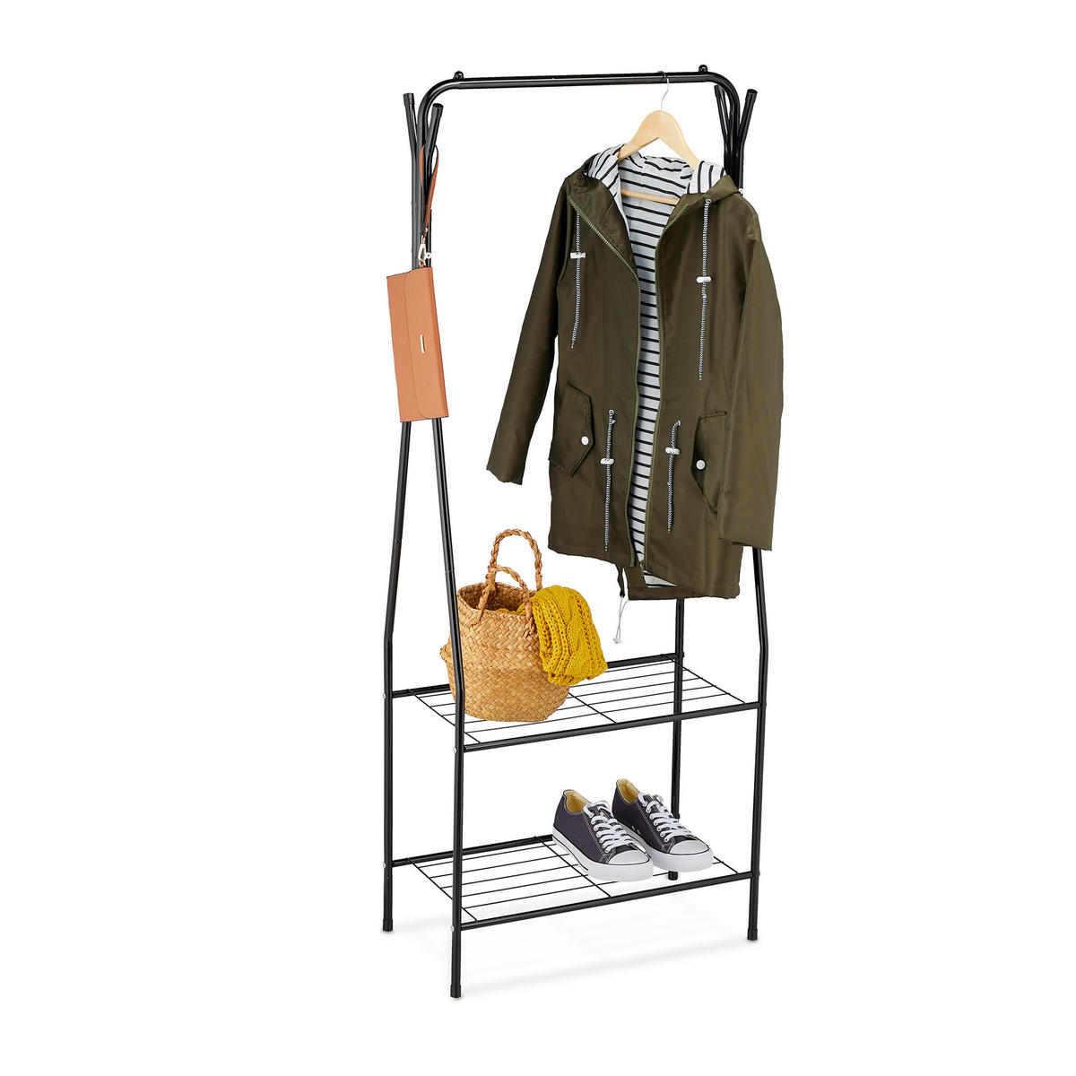 KLEIDERSTÄNDER - Schwarz, Metall (60/158/33cm) - Relaxdays