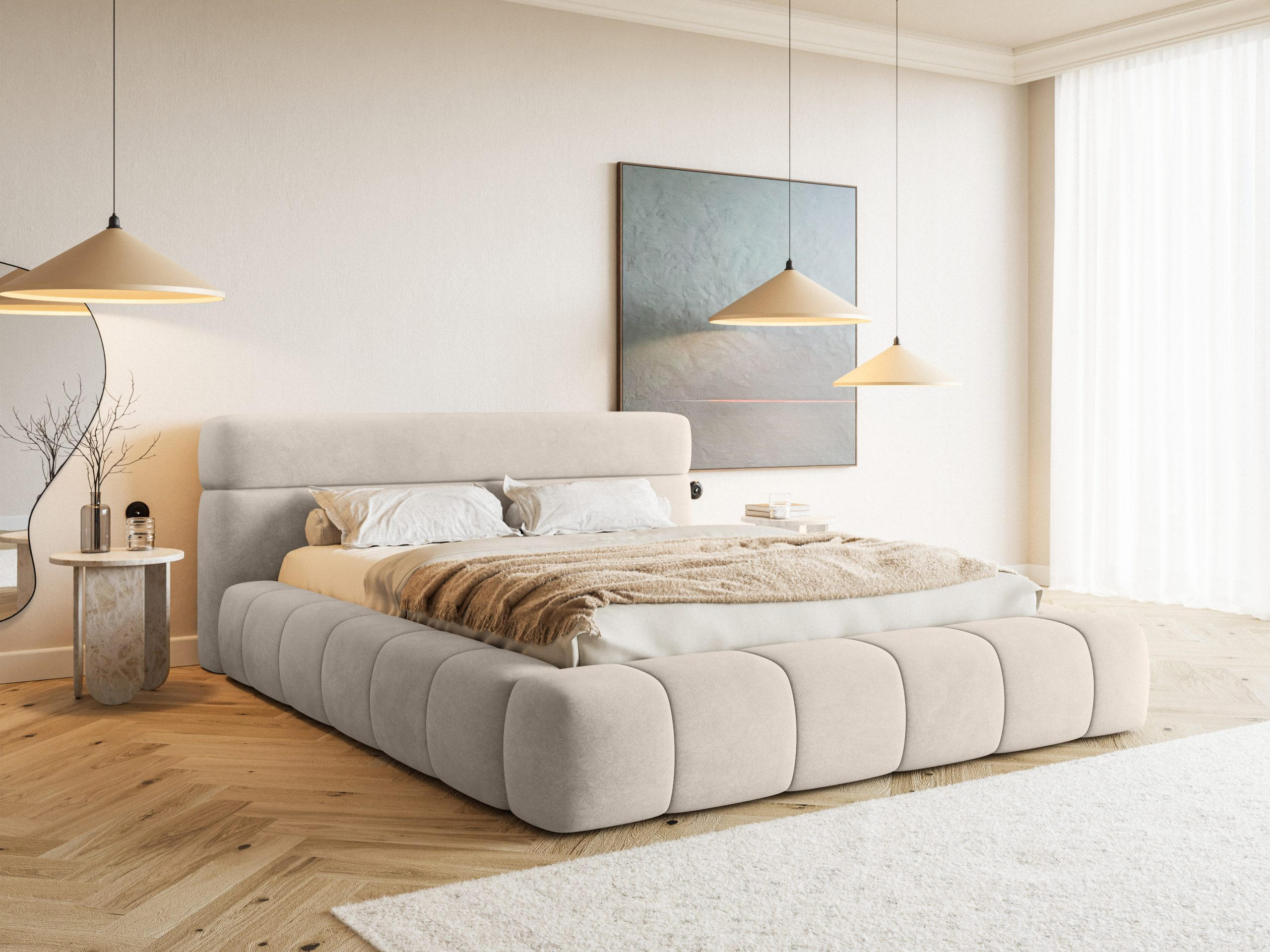POLSTERBETT Nuuk 200x200 cm, Creme - Creme, Textil (200/200cm) - Fedve