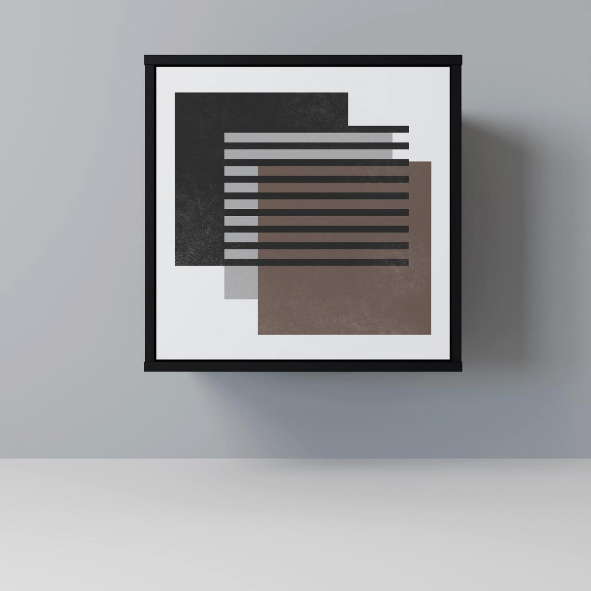 SIDEBOARD SHADOW SYNCHRONY, Schwarz, 57,5x42x72,5 cm, Schwarze Metallfüße - Multicolor/Schwarz, Holzwerkstoff/Metall (57.5/72.5/42cm) - SpaceRebels