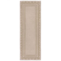WOLLTEPPICH Grafisches Muster, Rahmen, Wohnzimmer schmutzabweisend Beige Läufer 80x230 - Beige, Textil (230/80cm) - KADIMA DESIGN
