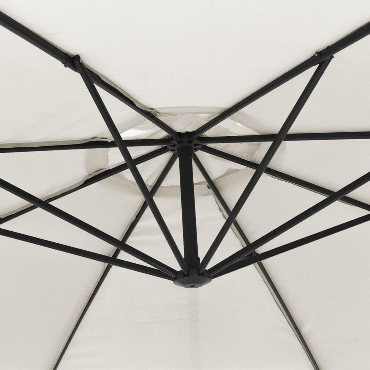 SONNENSCHIRM rund MARC 350cm Sandweiß | UV-Schutz, Kurbelsystem | Ampelschirm rund - Sandfarben, Metall (350/350cm) - DELUKE
