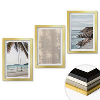 WANDBILDER 3er Set - 20x30 cm Goldrahmen - Sommerlicher Sandstrand mit Meerblick - Goldfarben, Kunststoff (20/30cm) - ArtPrintCave
