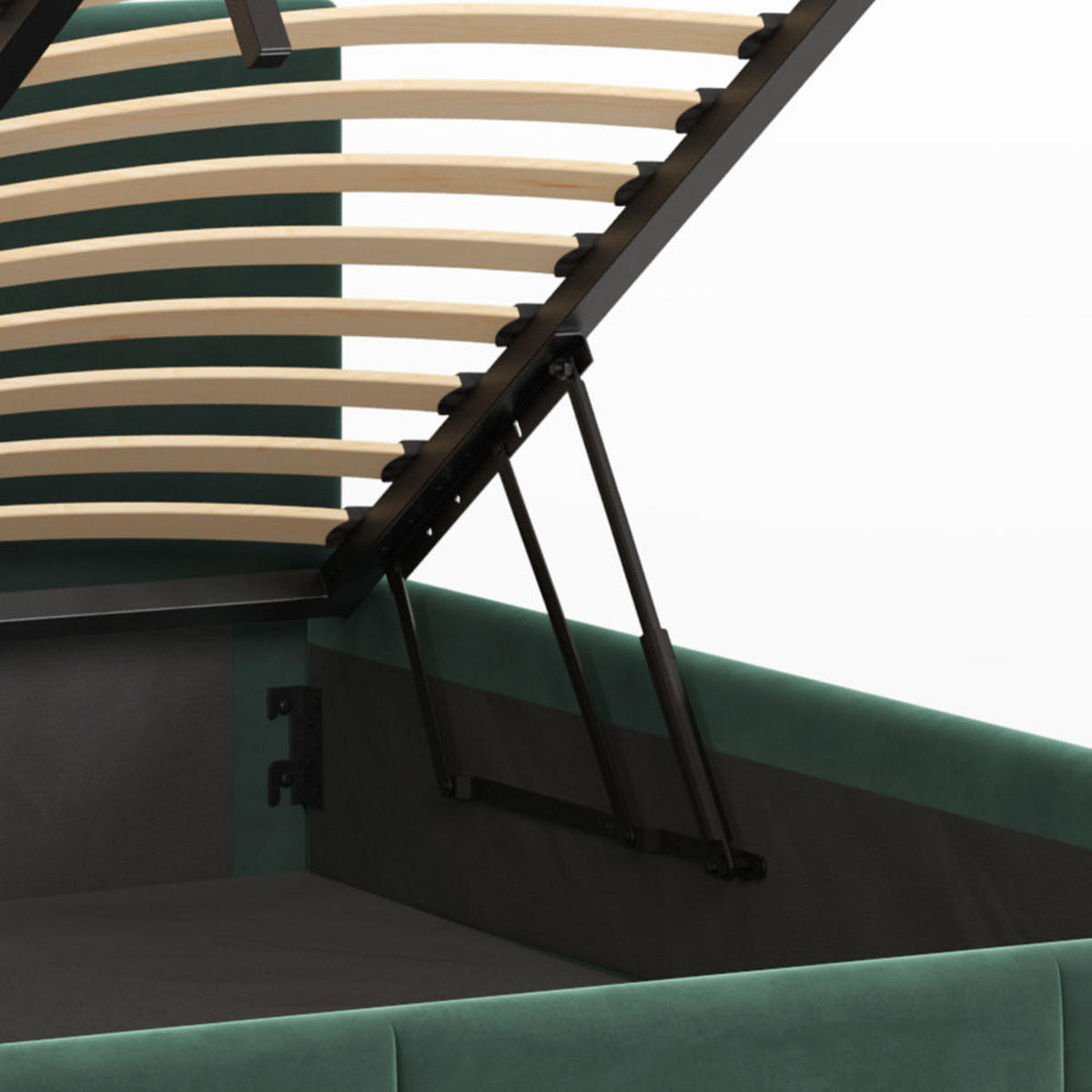 POLSTERBETT 140×200 mit Bettkasten und Lattenrost Nela HLR-54 Flaschengrün Velours - Dunkelgrün, Holz/Textil (140/200cm) - Jana