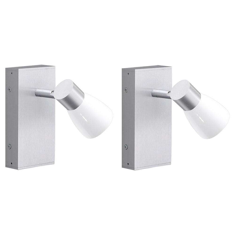 WANDLEUCHTE Glasspot Silber Opal 2er Set - Silberfarben, Glas (7/11/16cm)