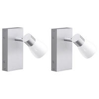 WANDLEUCHTE Glasspot Silber Opal 2er Set - Silberfarben, Glas (7/11/16cm)