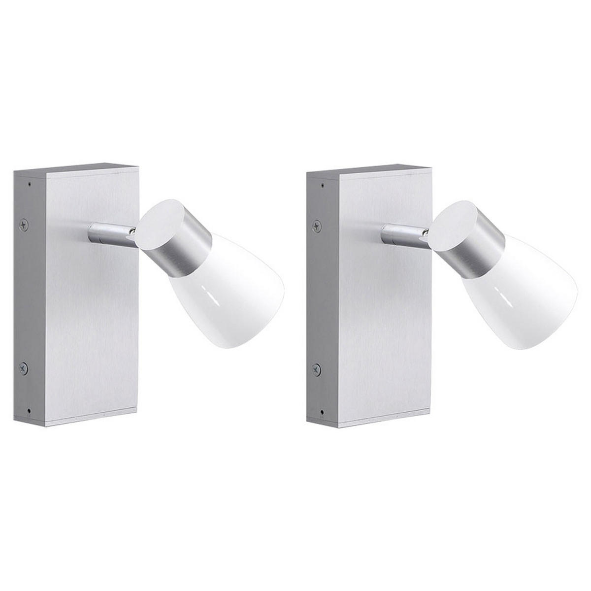 WANDLEUCHTE Glasspot Silber Opal 2er Set - Silberfarben, Glas (7/11/16cm)