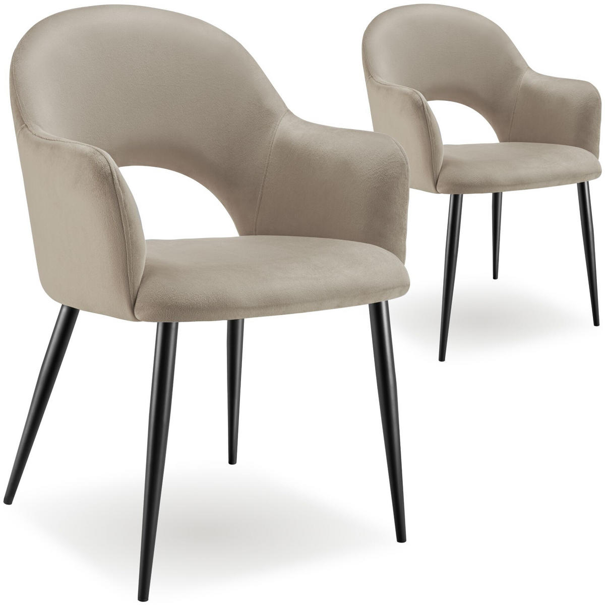 ARMLEHNSTUHL 2er Set Sachel 57 x 61 5 x 87 5 cm taupe - Taupe, Kunststoff (57/87.5/61.5cm) - tectake