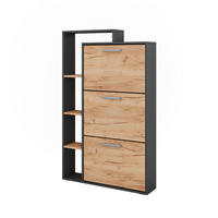 SCHUHKIPPER Orlando Goldkraft Eiche/Anthrazit 80 x 128.3 cm mit 3 Klappfächern - Honigeiche, Holzwerkstoff (80/128.3/18.2cm) - Vicco