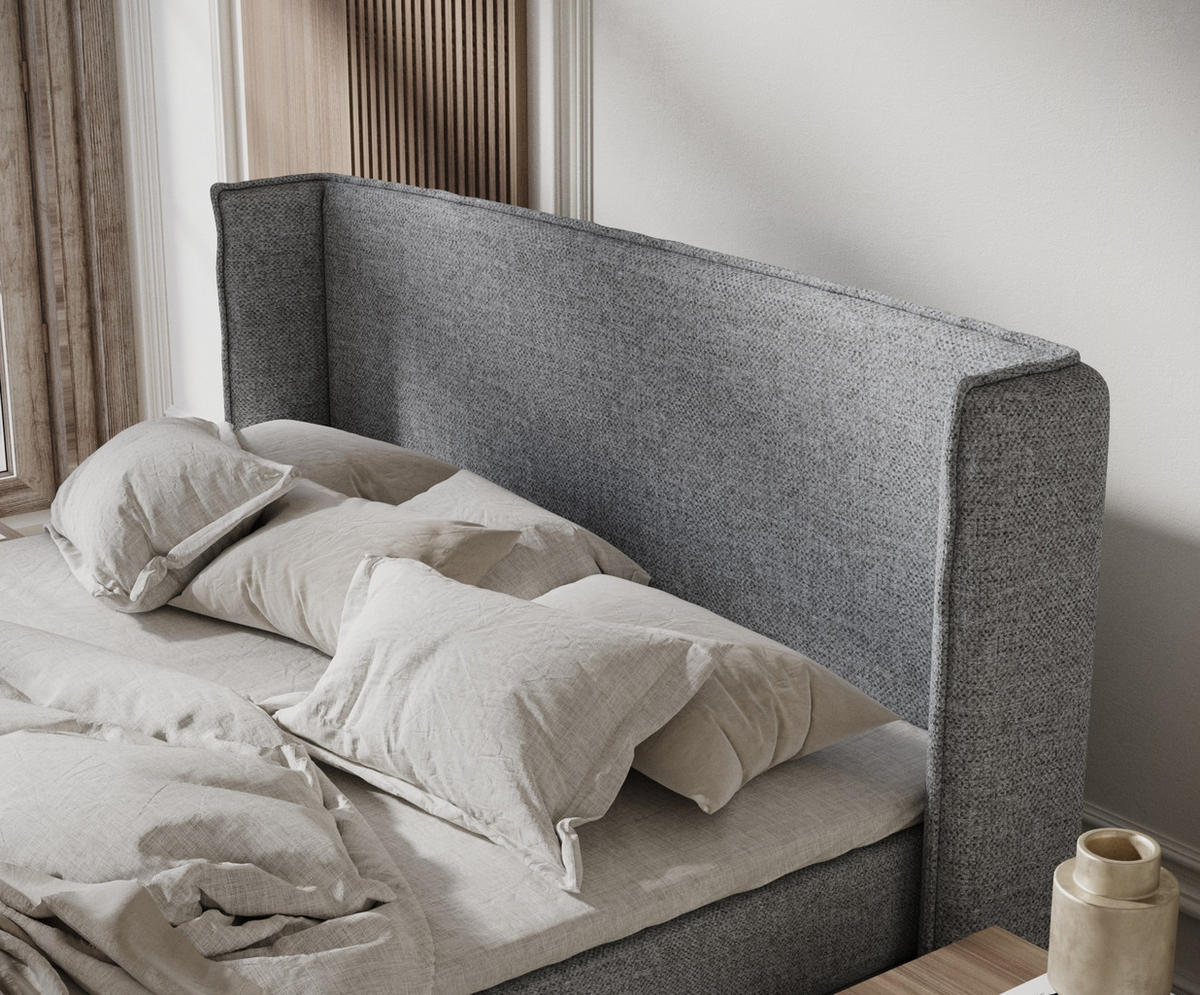 KONTINENTALBETT Ardis Grau 140/200 cm mit Matratze und Topper - Naturfarben/Grau, Holz/Holzwerkstoff (140/200cm) - Maison de Reve
