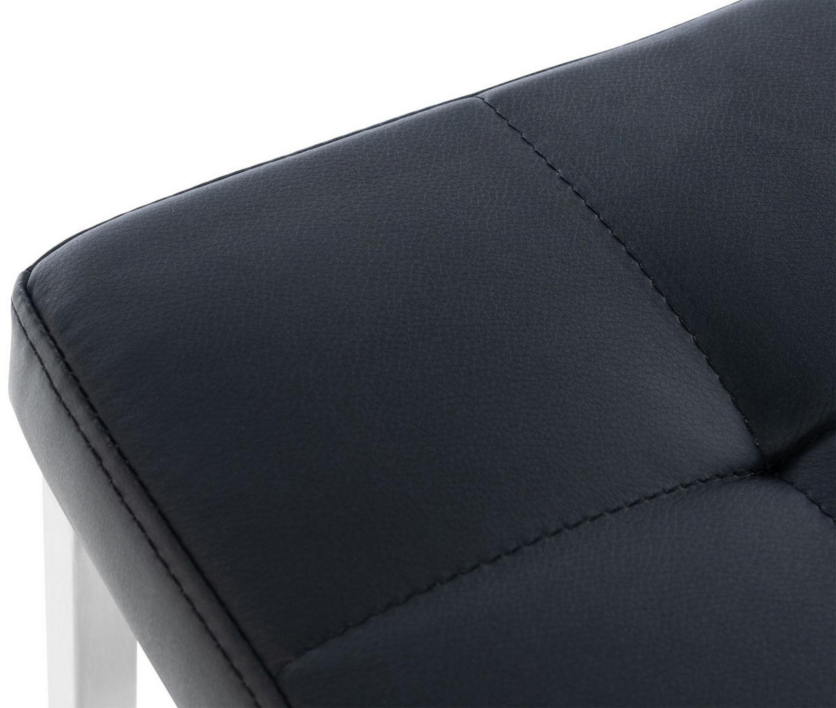 HOCKER Lederlook schwarz - Edelstahlfarben/Schwarz, Textil/Metall (40/48/40cm) - CLP