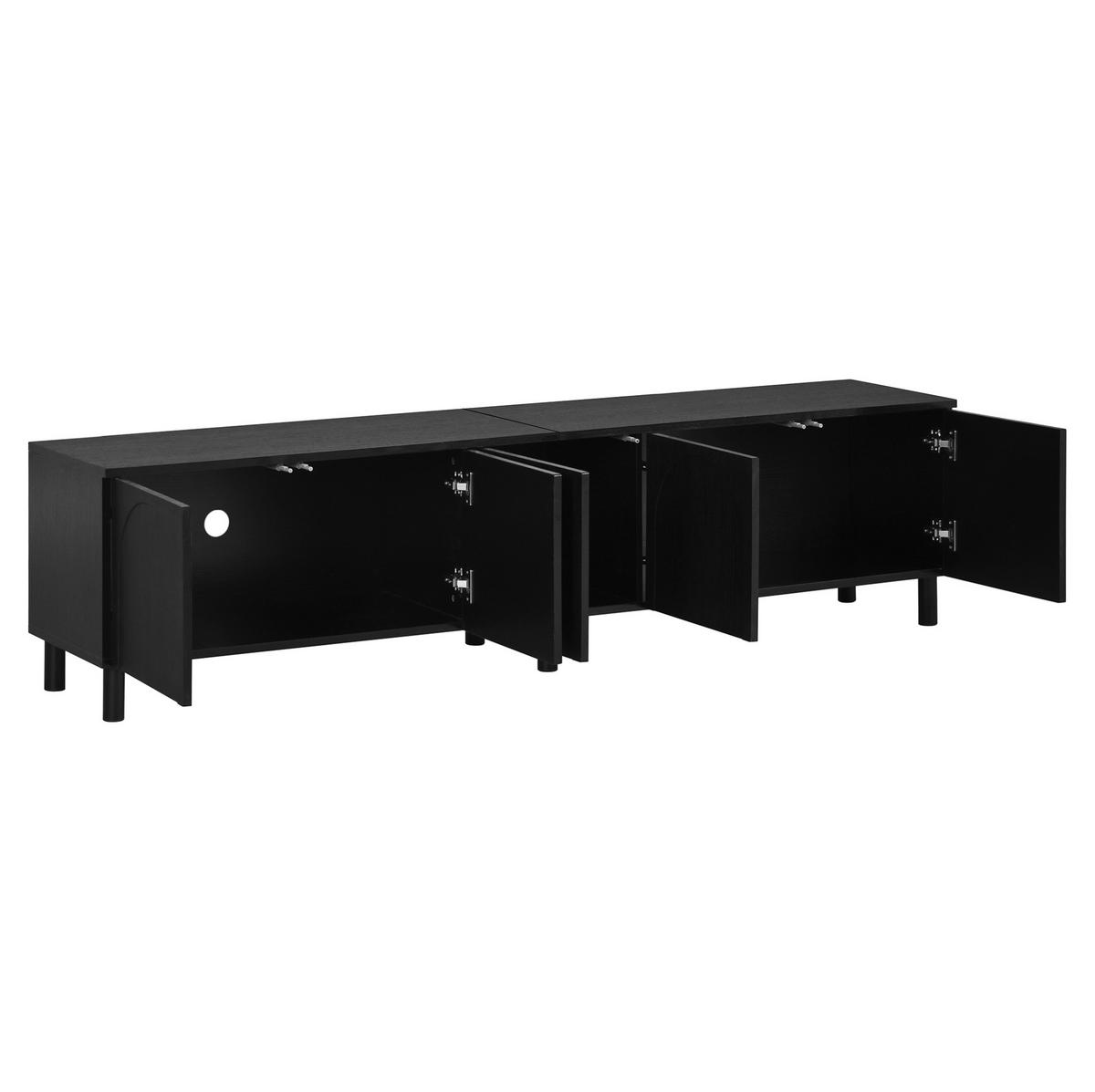 TV-ELEMENT mit 5 Türen 180 x 38 cm MDF Schwarz - Schwarz, Holzwerkstoff (38/45/180cm) - Beauniv