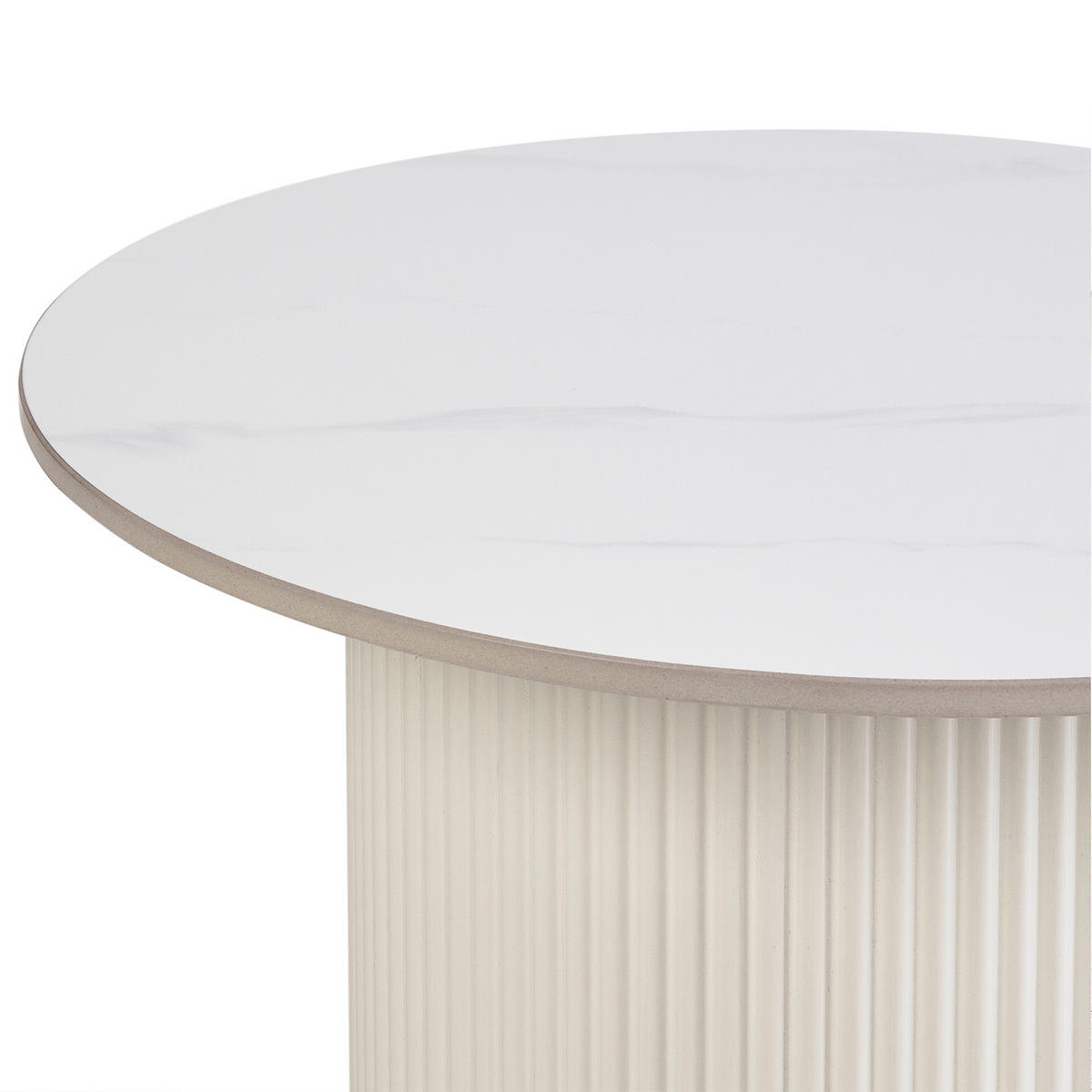 MĂSUȚĂ AUXILIARĂ bej Leona - bej/alb, piatră (50/50/48cm) - Beliani